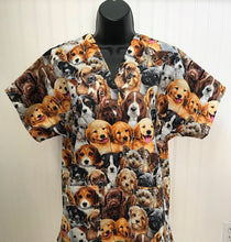 Load image into Gallery viewer, Puppies Packed Medical Scrub Top Veterinary Tech Nurse Unisex Style for Men &amp; Women
