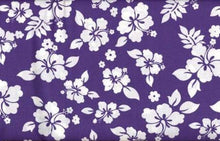 Load image into Gallery viewer, Hawaiian Tropical Hibiscus Flower Purple White Fabric Nurse Medical Scrub Top Unisex Style for Men &amp; Women *LAST ONE
