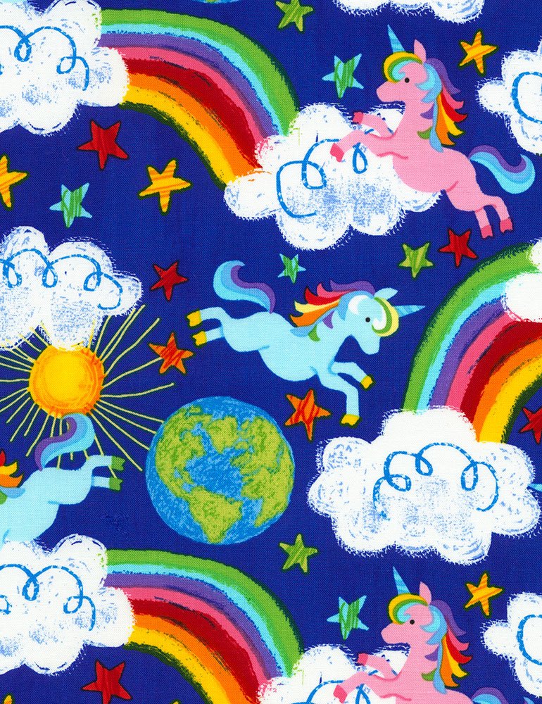 Beautiful Rainbow & Unicorns Blue Fabric Stethoscope  cover for Medical Professionals