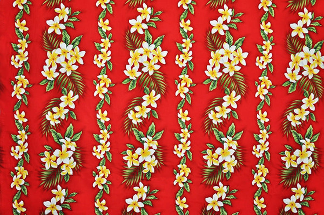 Beautiful Hawaiian Tropical Lei Plumeria White Yellow Flowers on Red Fabric Stethoscope cover for Medical Professionals