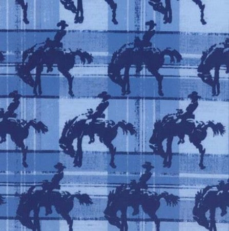 Western Rodeo Cowboy Blue Plaid Fabric Nurse Medical Scrub Top Unisex Style Shirt for Men & Women