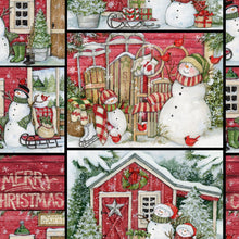 Load image into Gallery viewer, Merry Christmas Festive Snowman Winter Themes Fabric Unisex Medical Surgical Scrub Caps Men &amp; Women Tie Back and Bouffant Hat Styles
