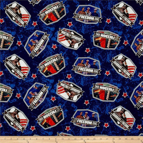 Patriotic American USA Guardian of Freedom Let Freedom Ring Fabric Unisex Medical Surgical Scrub Caps Men & Women Tie Back and Bouffant Hat Styles