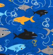 Load image into Gallery viewer, Ocean Sea Mammals Sharks &amp; Fish Blue Nurse Medical Scrub Top Unisex Style for Men &amp; Women
