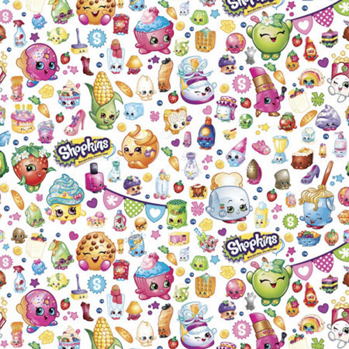 Shopkins Food Party Cartoon White Fabric Unisex Medical Surgical Scrub Caps Men & Women Tie Back and Bouffant Hat Styles