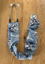 Load image into Gallery viewer, NBC Nightmare Before Christmas Jack &amp; Sally Characters Gray Fabric Stethoscope sock cover for Medical Professionals
