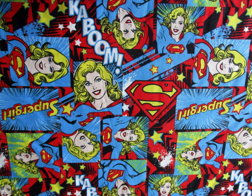 SUPER GIRL KABOOM Superhero Fabric Unisex Medical Surgical Scrub Caps Men & Women Tie Back and Bouffant Hat Styles