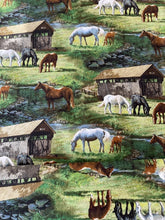 Load image into Gallery viewer, Grazing Horses roaming Sweetwater Barn Fabric Nurse Medical Scrub Top Unisex Style Shirt for Men &amp; Women
