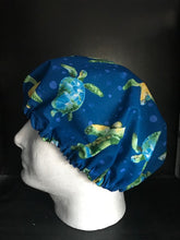 Load image into Gallery viewer, Sea Turtle Medical Scrub Hats Unisex  Men &amp; Women Tie Back and Bouffant Hat Styles
