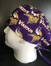 Load image into Gallery viewer, MINNESOTA VIKINGS FOOTBALL Unisex Medical Surgical Scrub Caps Men &amp; Women Tie Back and Bouffant Hat Styles
