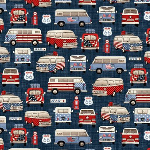 Patriotic All American Route 66 VW Van Road Trip Flag Red White Blue Fabric Stethoscope sock cover for Medical Professionals