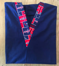 Load image into Gallery viewer, Solid Navy Washington Capitals Hockey Fabric Scrub Top on *Neck Band &amp; Pocket Options* Medical Scrub Top Unisex Style Shirt for Men &amp; Women
