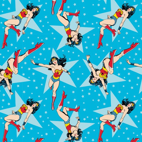 Wonder Woman Superhero Blue Stars Fabric Nurse Medical Scrub Top Unisex Style for Men & Women