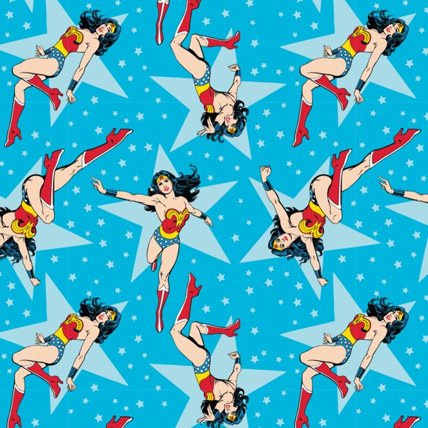 Wonder Woman Superhero Blue Stars Fabric Unisex Medical Surgical Scrub Caps Men & Women Tie Back and Bouffant Hat Styles