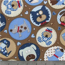 Load image into Gallery viewer, Woof Woof Puppy Dogs Blue &amp; Brown Fabric Nurse Medical Scrub Top Unisex Style Shirt for Men &amp; Women
